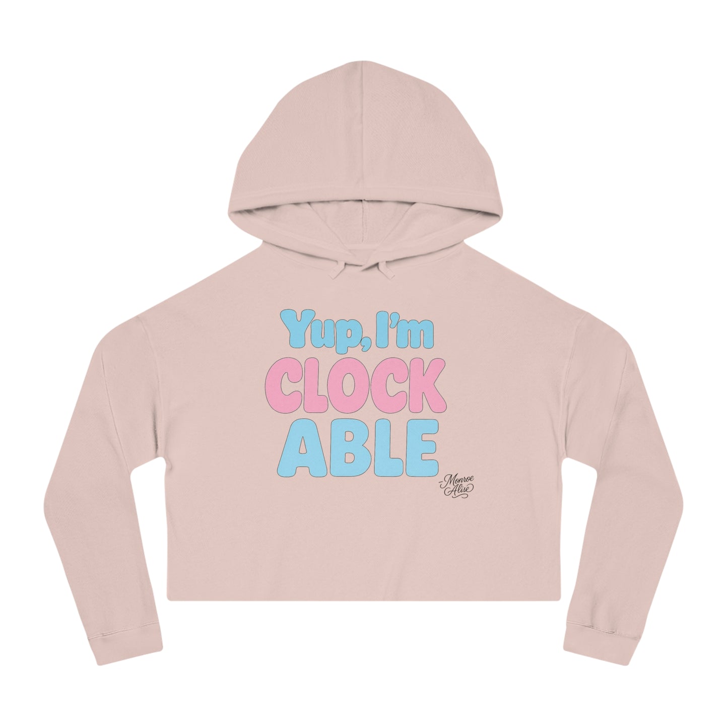 "Yup, I'm Clockable" Flag Cropped Hoodie for Women