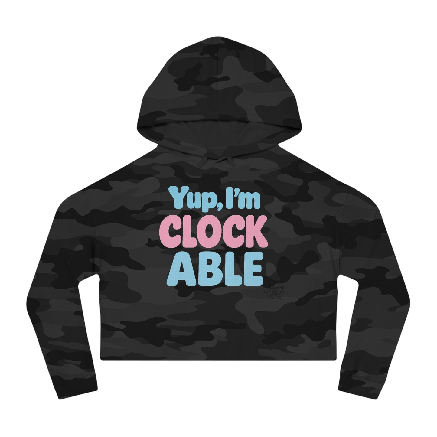 "Yup, I'm Clockable" Flag Cropped Hoodie for Women