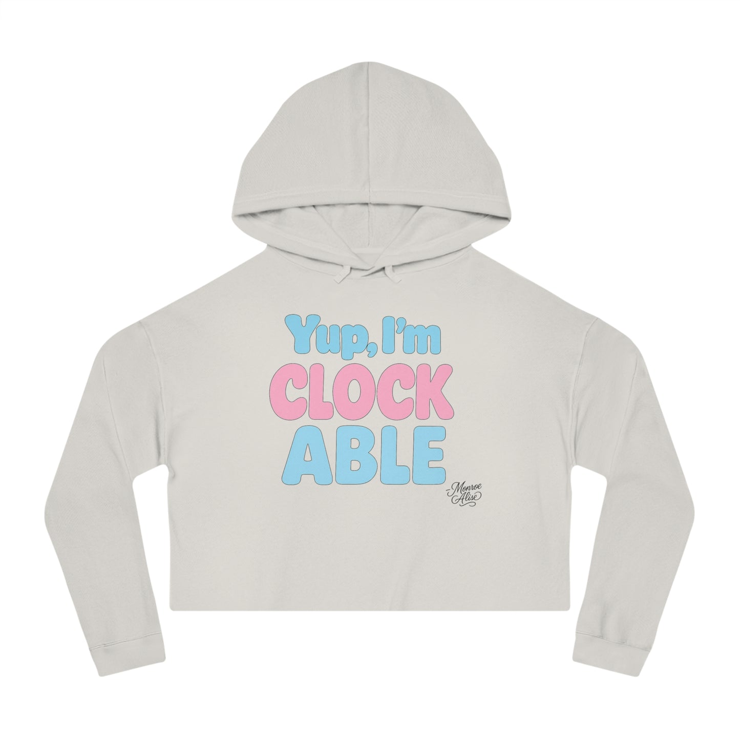 "Yup, I'm Clockable" Flag Cropped Hoodie for Women